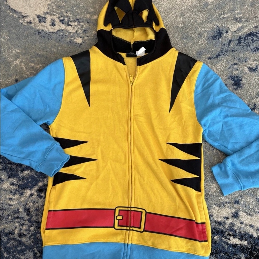 Marvel Comics Mens Wolverine Costume Cosplay Hoodie With Open Eyes In Hood Large